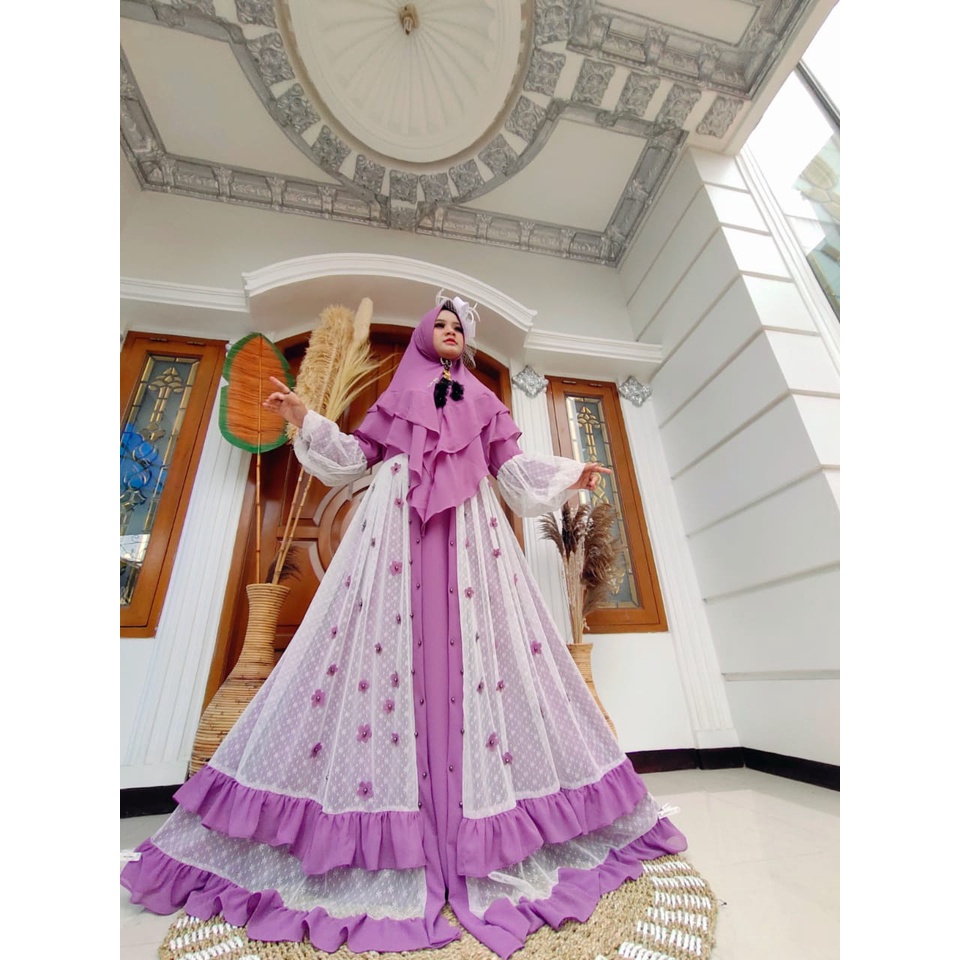 GAMIS brokat tile SET CERUTY BABY DOLL brokat tile berfuring zoyya syari bilbina epik eplik mutiara bunga 3d