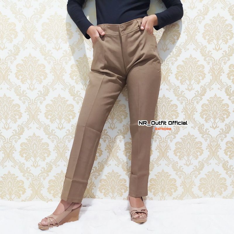 Big Size S-L5 Celana Jumbo Panjang Wanita Slim Fit Bahan Kerja / Kantoran Cewek NR_Outfit Official