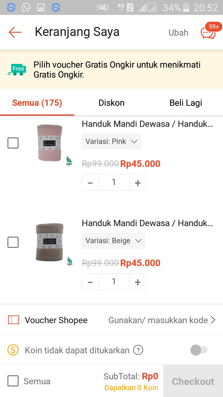Handuk Mandi Dewasa  Arci 70 X 140 Cm