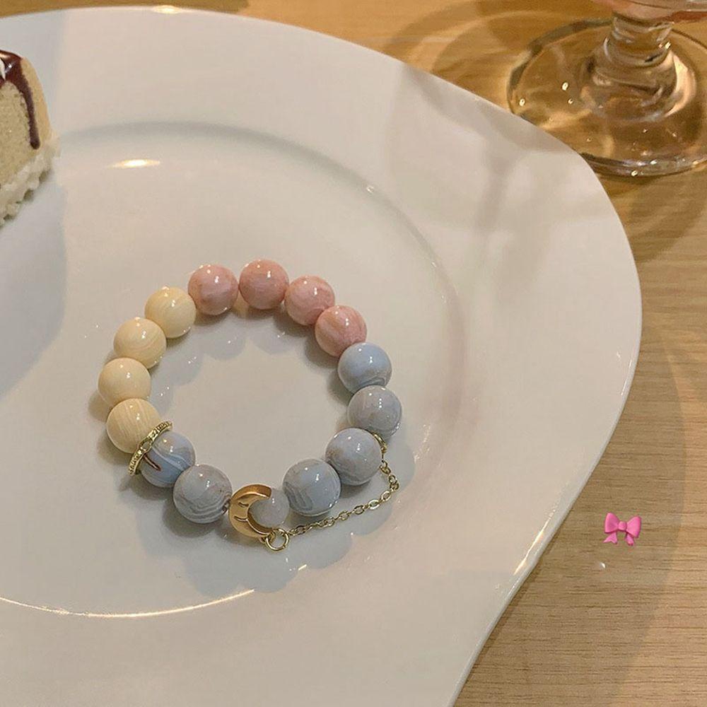 Agustina Gelang Kelinci Lucu Adjustable Retro Gradien Warna Pink Astronot Planet Matahari Gaya Korea Gelang Pasangan Gelang
