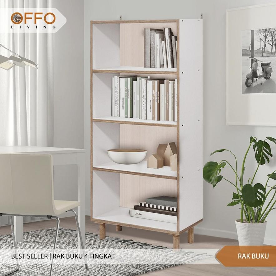 OFFO.PREMIUM RAK BUKU LEMARI BUKU 4 RAK KOKOH BERKUALITAS TERLARISS...,,,,,