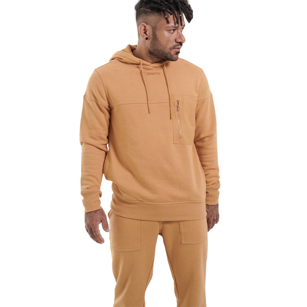 RKYND Hoodie Pria- Pullover Hoodie Pocket Chest Zip