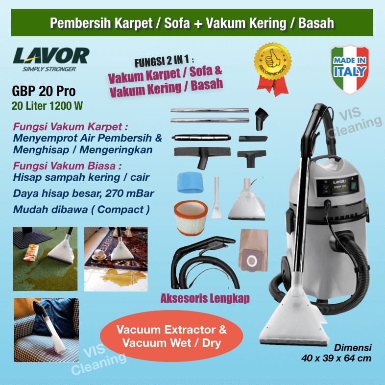 Carpet Cleaner (Vacuum Extractor) 20 Liter Lavor GBP 20 Pro