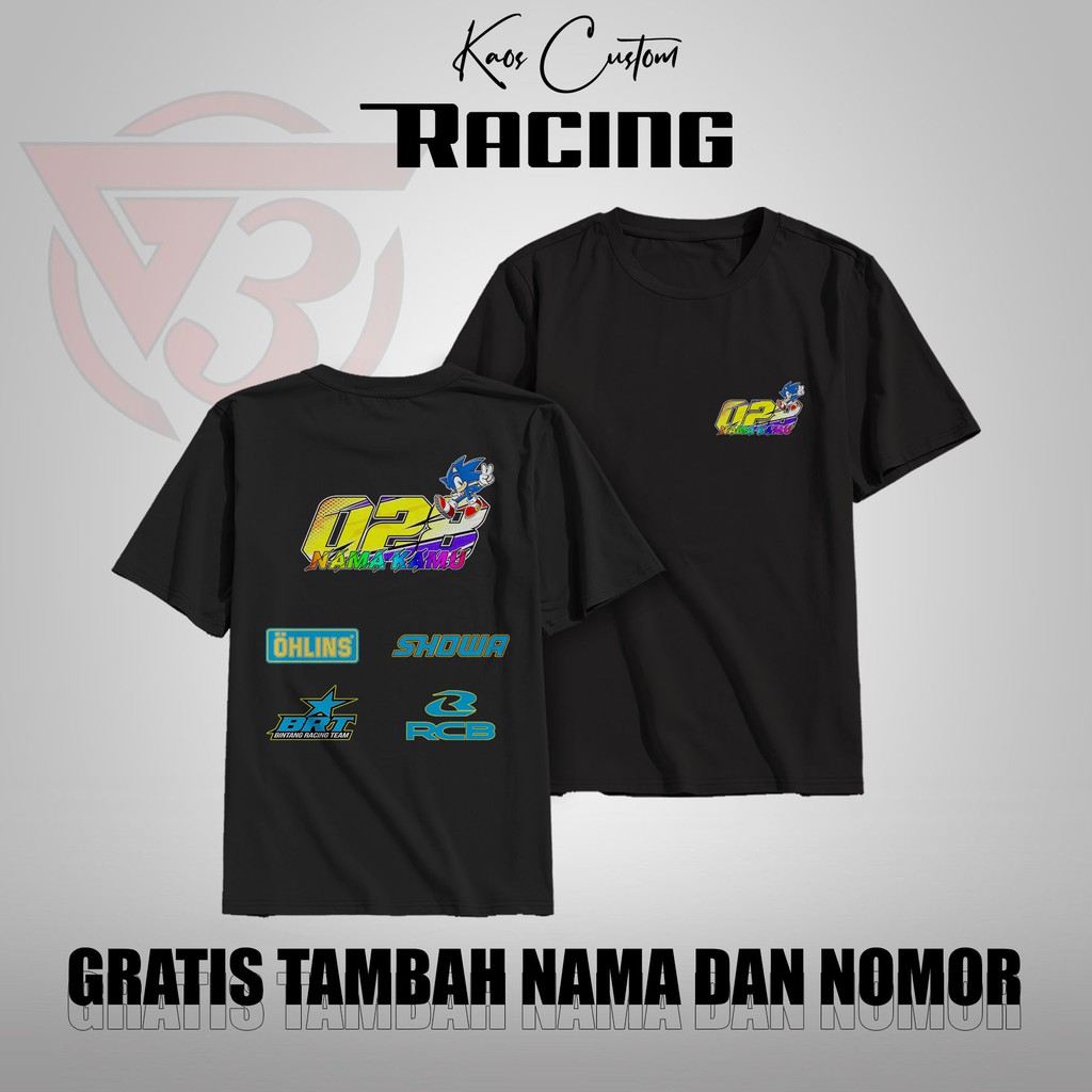 G-THREE (G-34) | Baju Kaos Racing Team Custom Request Bisa Tambah Nama dan Nomor Start Suka Suka Ful