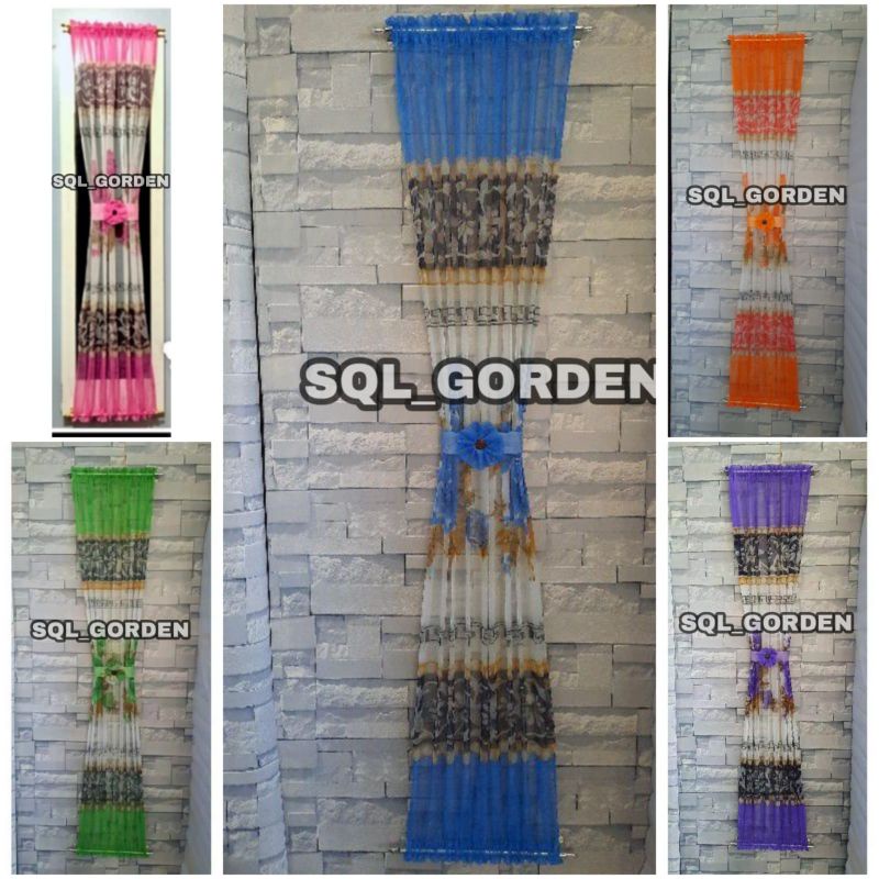Gorden jendela minimalis kupu kupu ikat tengah motif mawar tinggi 150 x lebar 90 cocok untuk daun je