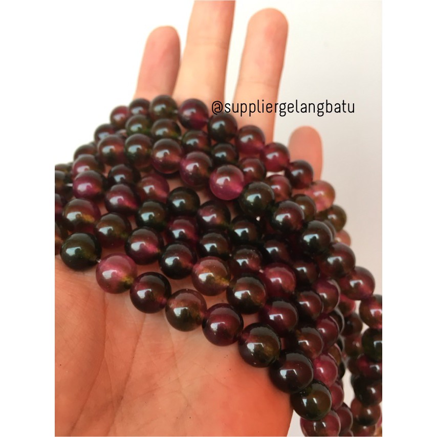 Burgundy Quartz Round Beads 10mm aksesoris premium kuarsa akik renceng aksesoris bahan craft grosir