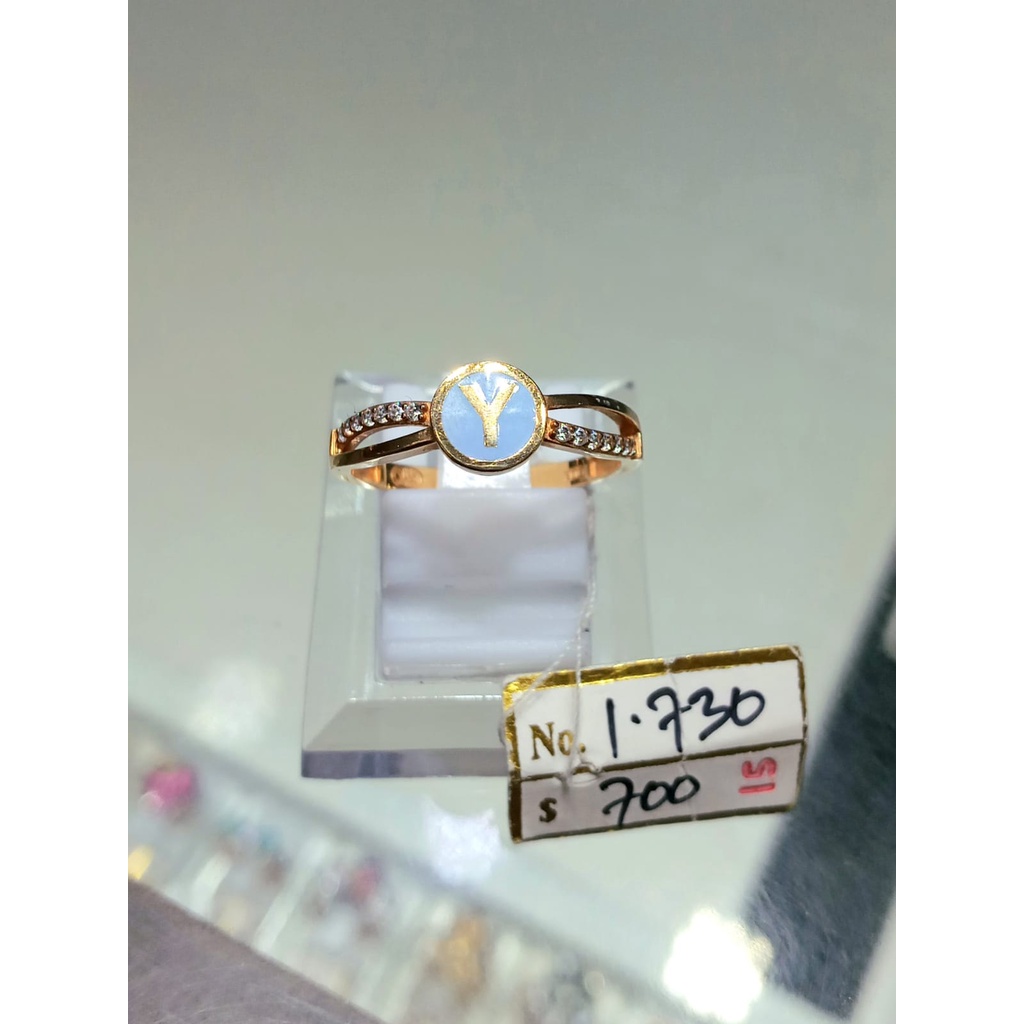 Cincin Emas Fashion Huruf Initial Y Kadar 70% 1.73 Gram Size 15