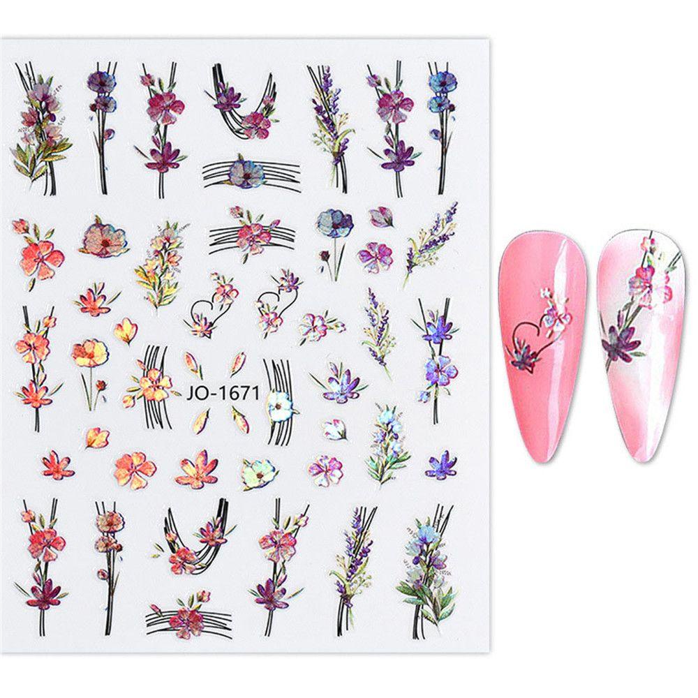 R-flower 3D Stiker Kuku Flowers Selfadhesive Hologram Nail Art Dekorasi