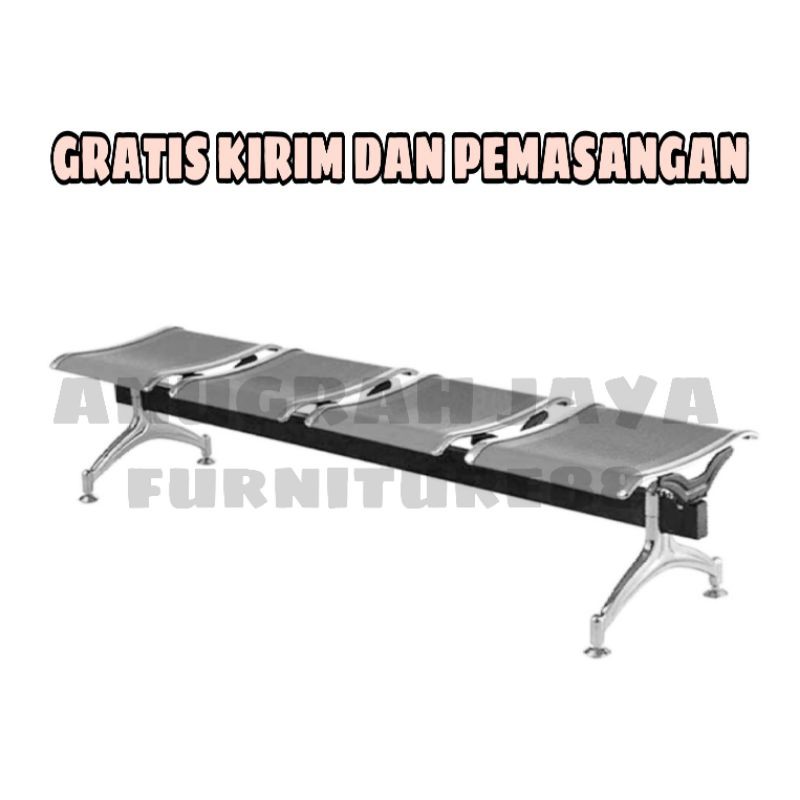 Kursi tunggu bandara tanpa sandaran / kursi bandara besi silver