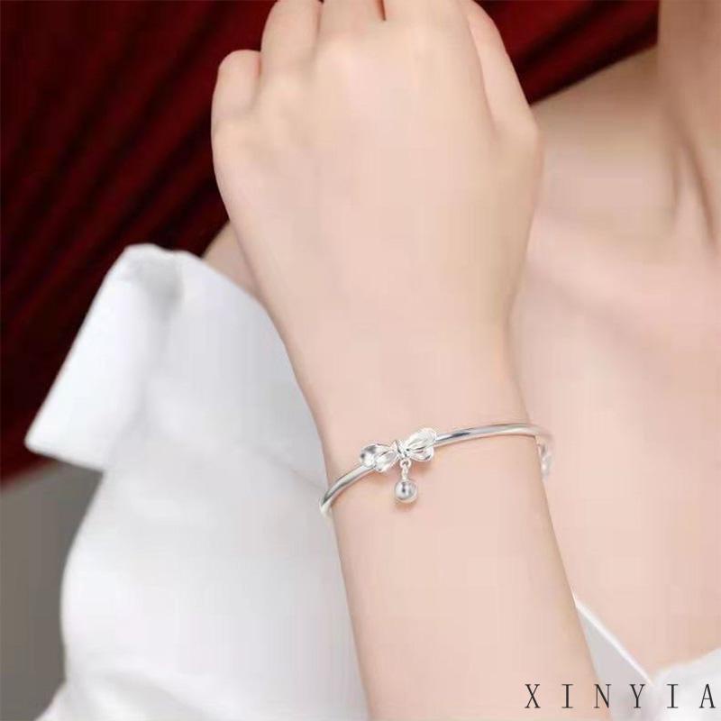 Gelang Tangan Wanita Dasi Kupu Desain Pita Hias Lonceng