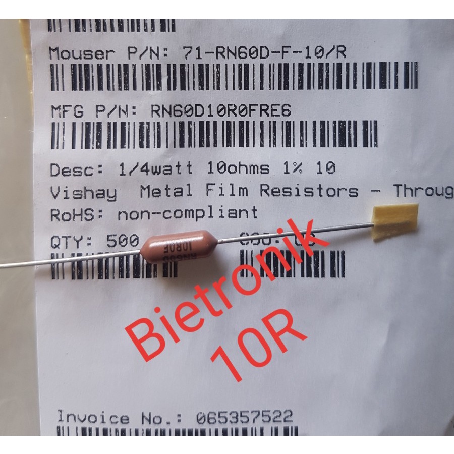 Resistor 10R 10 Ohm 1% 1/4W MF RN60D10R0FRE6 Original Vishay Dale