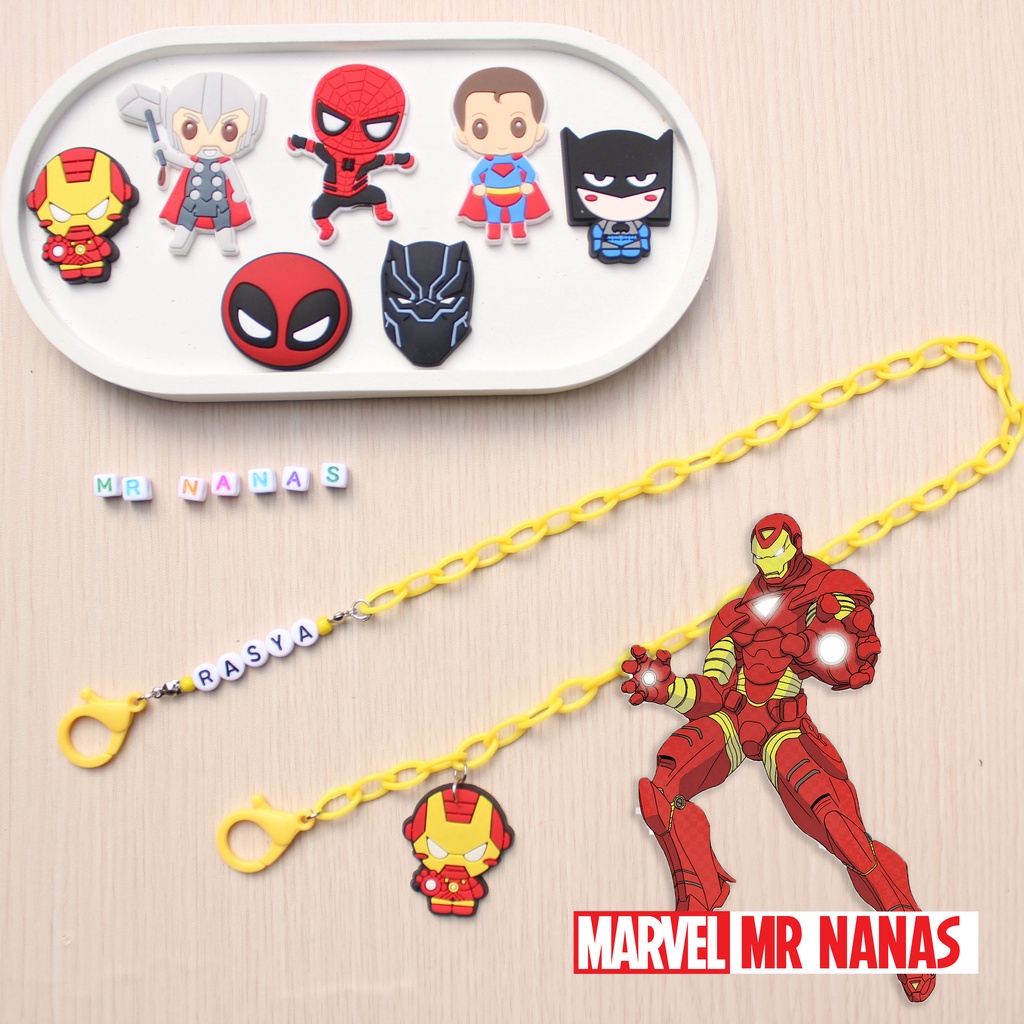 Tali Masker FREE BONEKA dan NAMA Superhero Keren Strap Masker Anak Cowo / Laki-laki Mr Nanas