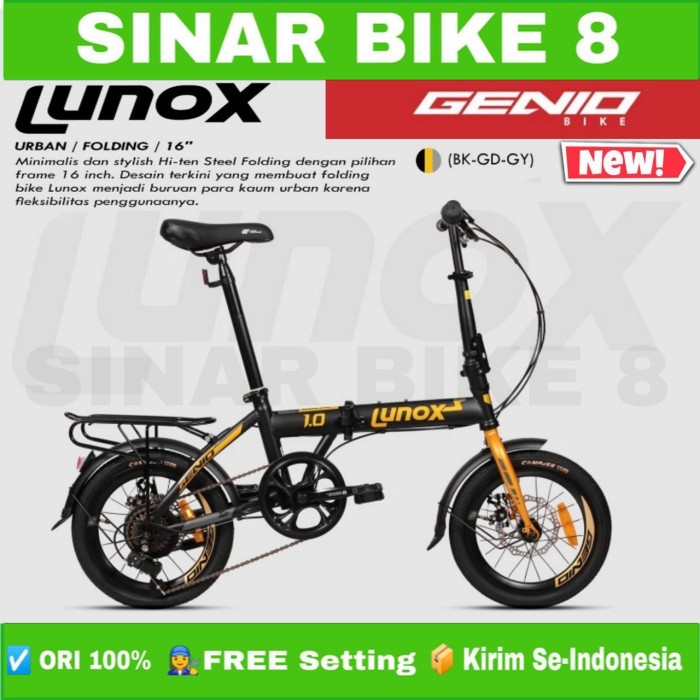 Sepeda Lipat GENIO LUNOX New 2022 DAN LUNOX T3 New 2023 Ukuran 16 &amp; 20 Inch Boncengan 7 Speed