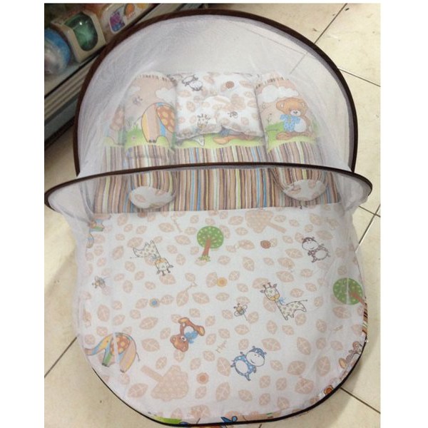 Perlengkapan Bayi Kasur Bayi Lipat Oval Print  bonus Kelambu Cintaka Murah