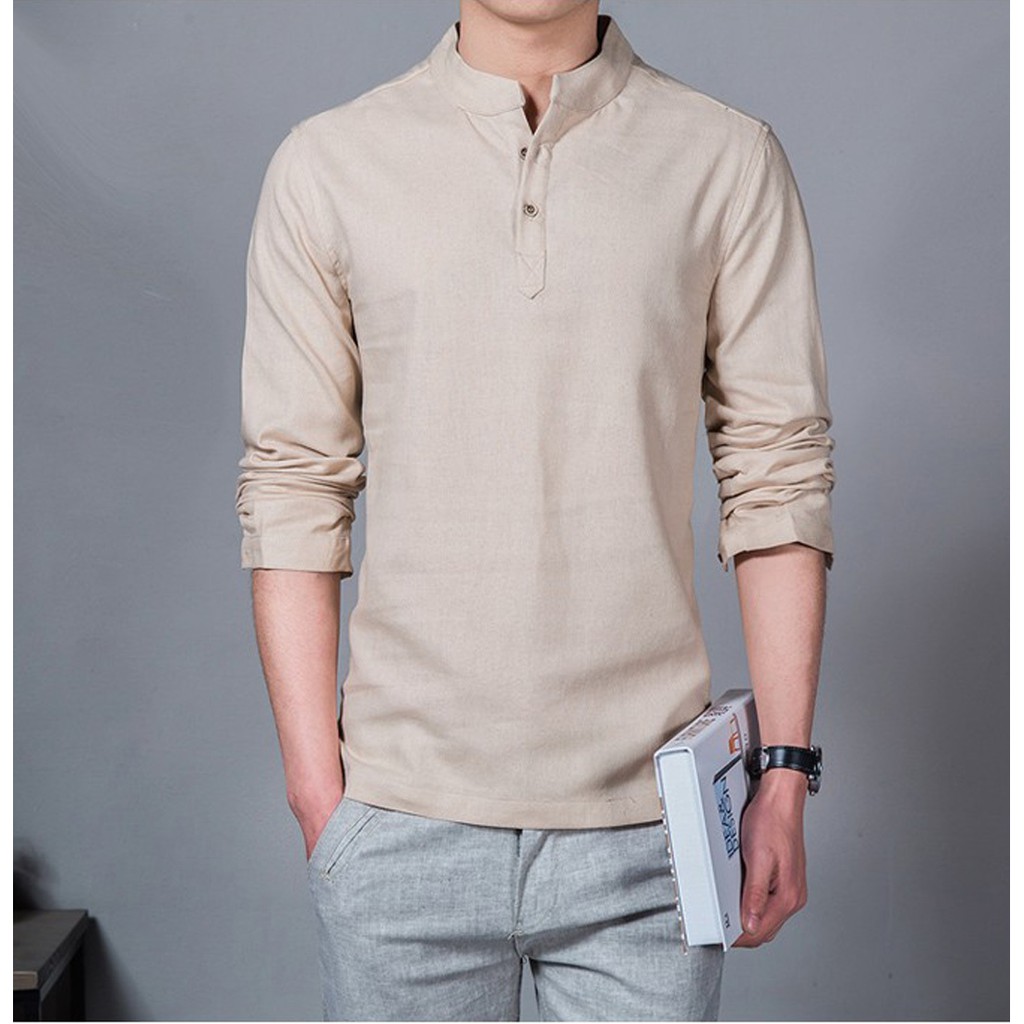 Baju Koko Khaki Polos Muslim LenganPanjang Kameja Koko Baju Koko Khaki Polos Muslim LenganPanjang Kameja Koko