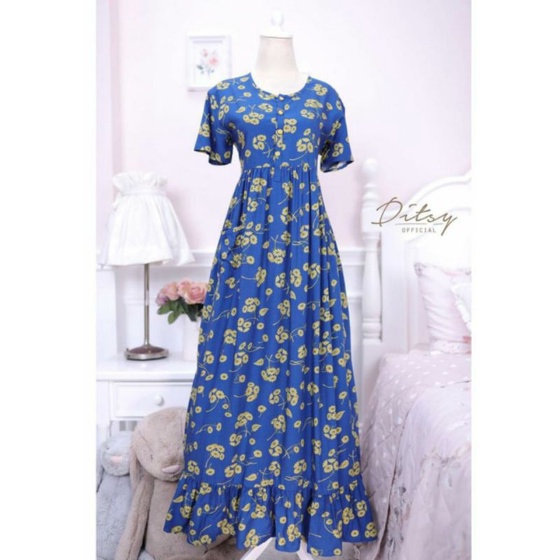 dress rueena blue ditsy daster size S