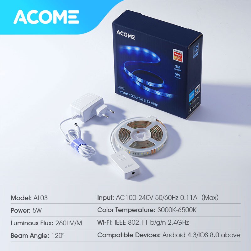 ACOME Lampu Smart Wifi LED Strip 2M RGB Garansi Resmi 1 tahun AL03