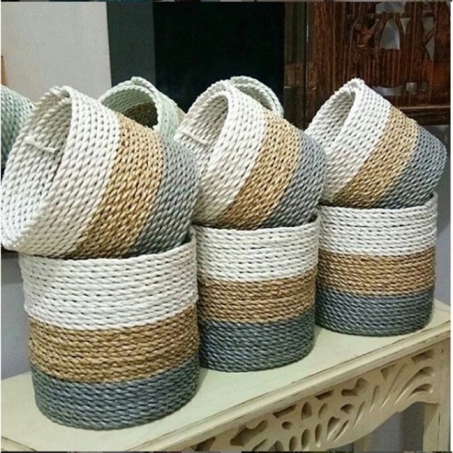 Coverpot Abu-Natural-Putih/Satu set isi3