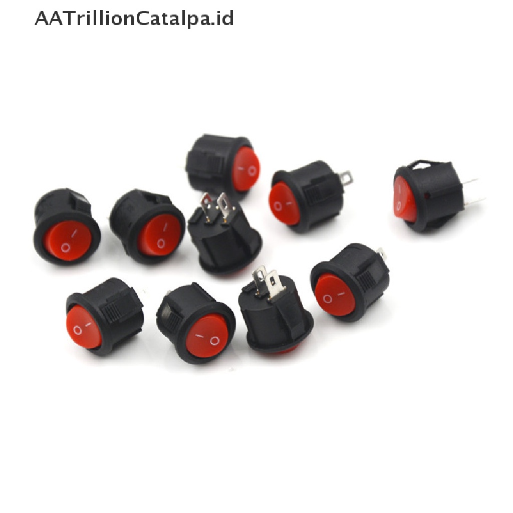 10 Pcs Saklar Rocker ON-OFF 2 Pin Bentuk Bulat Diameter 16mm 3A / 250V Untuk Perahu