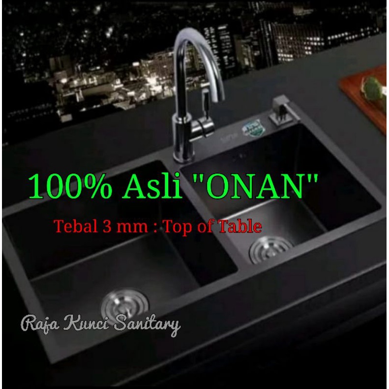 Paket Kitchen Sink 8245 Hitam + Kran Cuci Piring Hitam+Tempat Sabun Cair Hitam