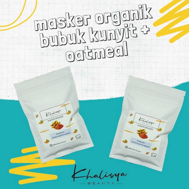 Masker organik bubuk kunyit + oatmel