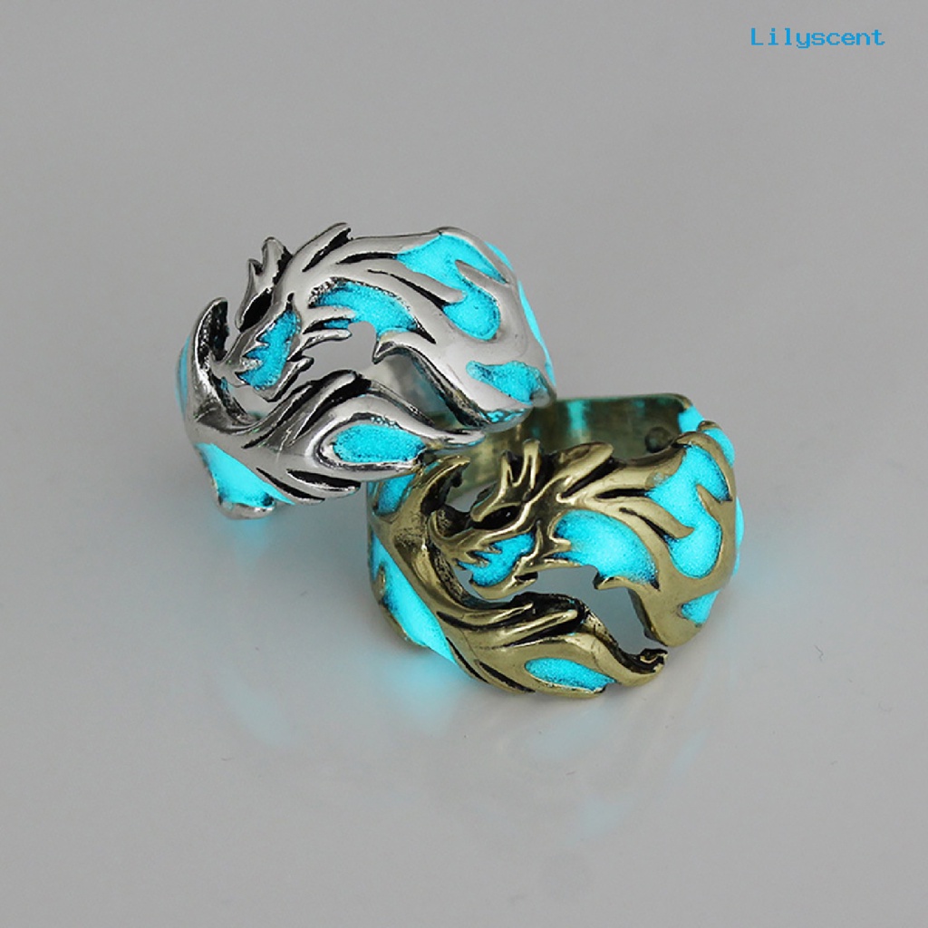 Ls Cincin Bentuk Naga Bahan Alloy Luminous Untuk Hadiah Ulang Tahun