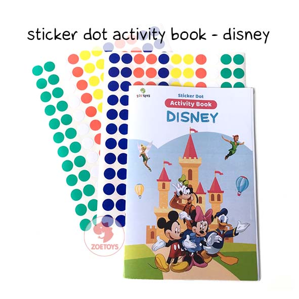 Zoetoys Reusable Sticker Dot Activity Set Book | Alphabet Hijaiyah Number Vehicle Animal | Color Dot Activity Card Kartu Aktivitas Mainan Edukasi Anak-Book Disney