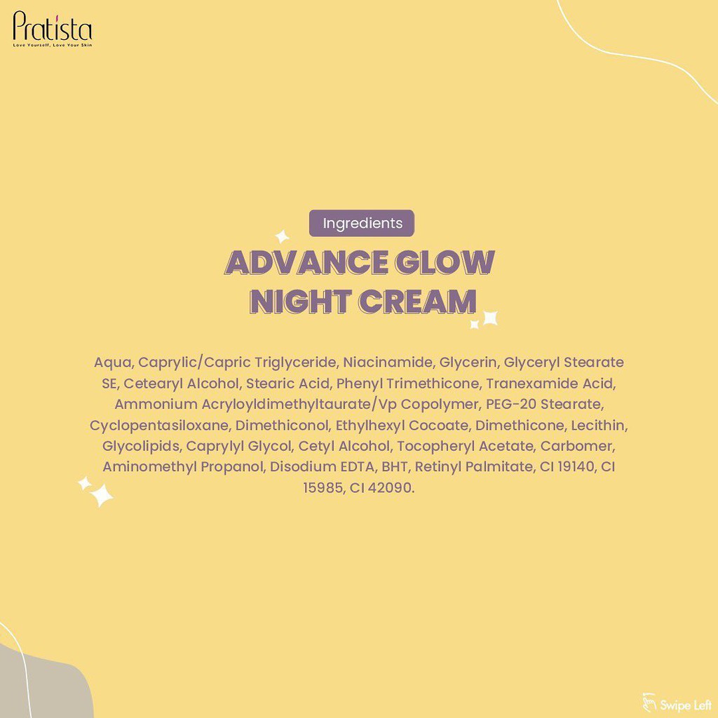 Advance Glow Night Cream Pratista Cream Malam Pencerah Wajah