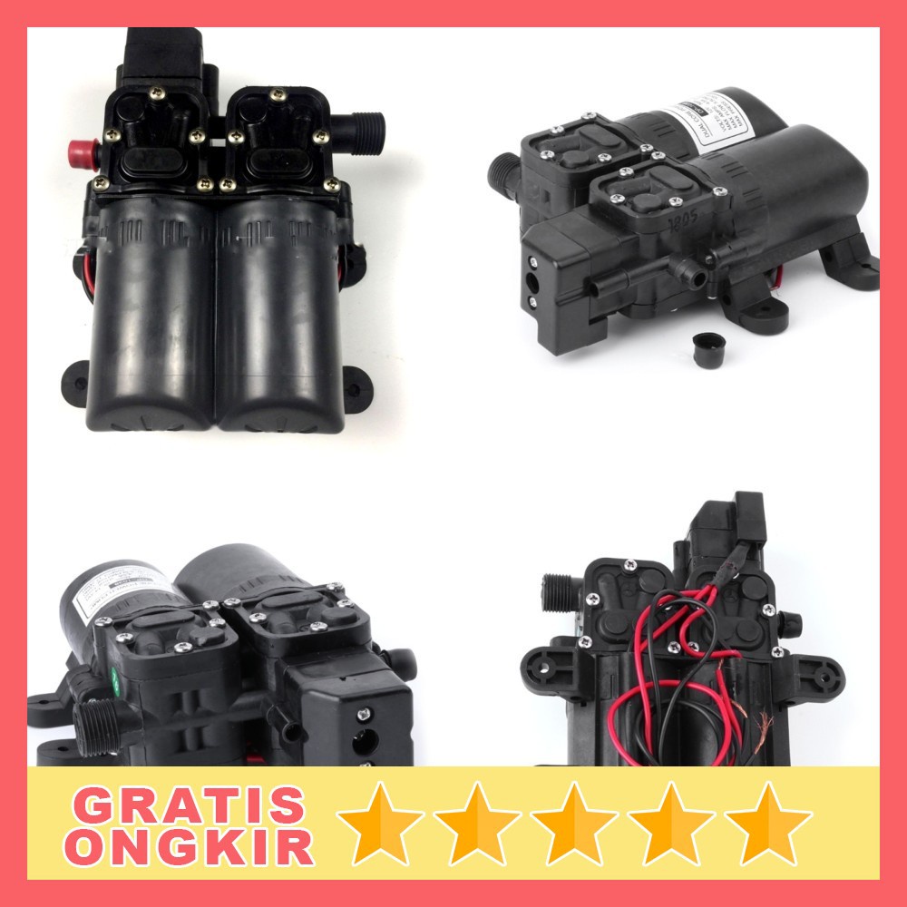 Pompa Air Elektrik Ganda Dual Dinamo Core High Pressure 12V DC 12 Volt - Mesin Dinamo Pendorong Air 