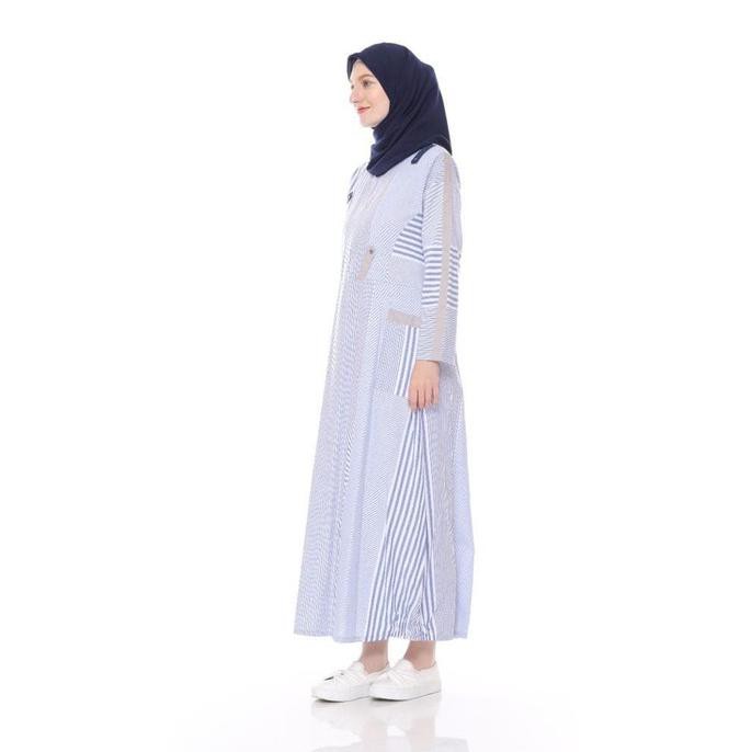 Dress Gamis Wanita Muslim Lunan Go LG 744 Biru Premium Quality