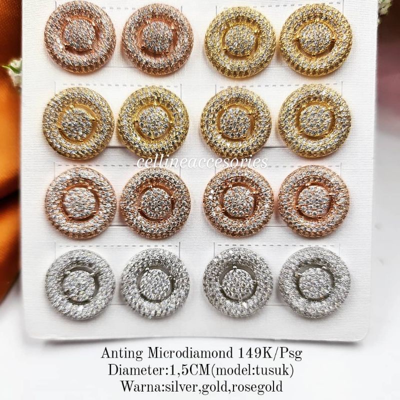Anting swaroski persis berlian/anting lapis emas hiqh quality/anting swaroski