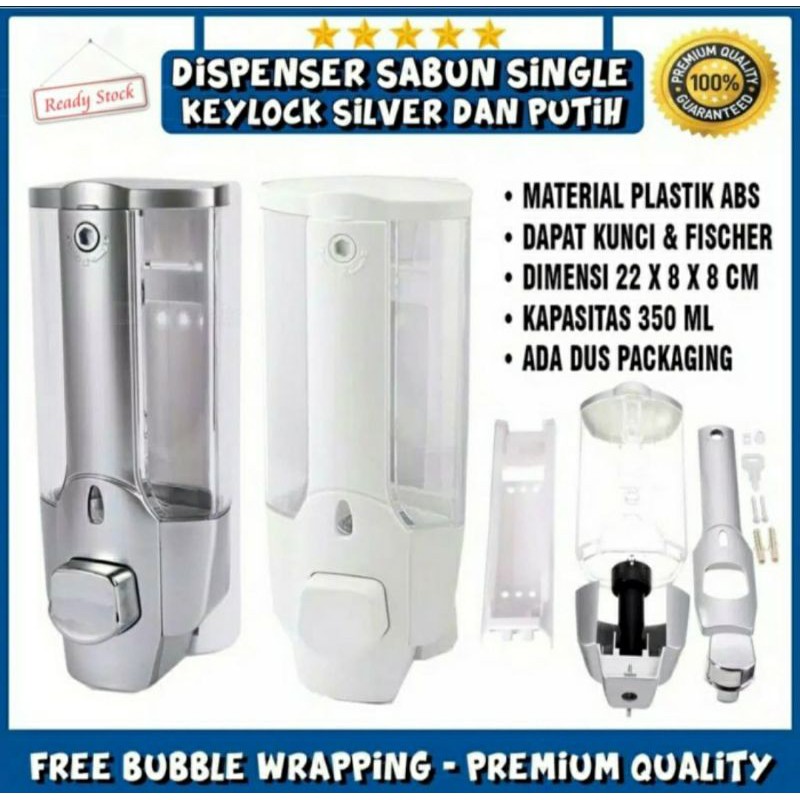 Dispenser Sabun Cair / Dispenser Tempat Sabun Cair / Touch Soap Single Silver