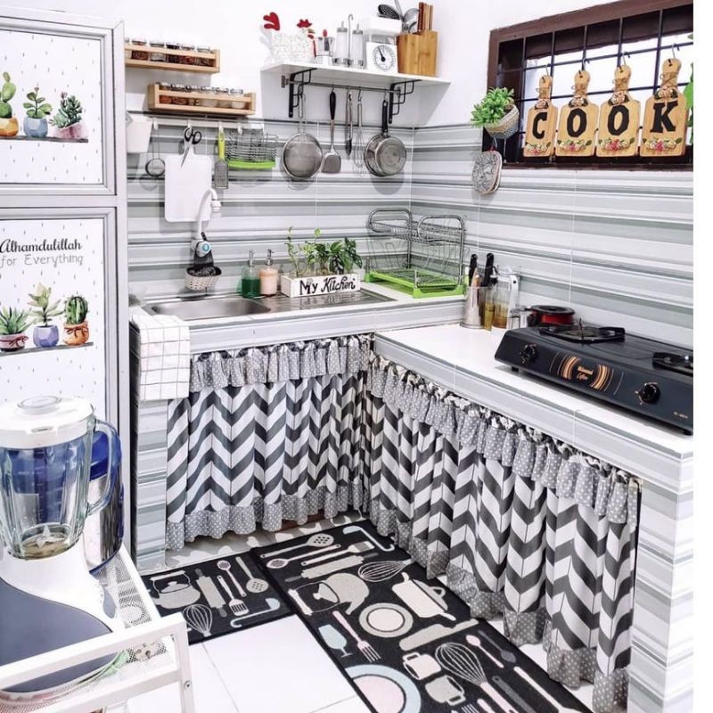 Gorden kolong dapur/gorden minimalis/tirai gorden