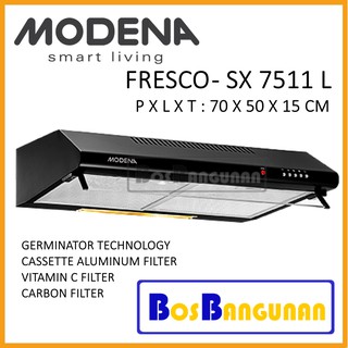 Cooker Hood MODENA  SX 7511L FRESCO Penghisap Asap Dapur  