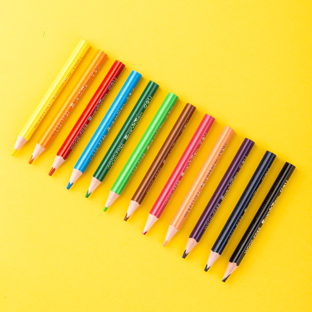 Deli Color Run Color Pencil / Pensil Warna 12 Warna Desain Segitiga Wood-Free EC114-8