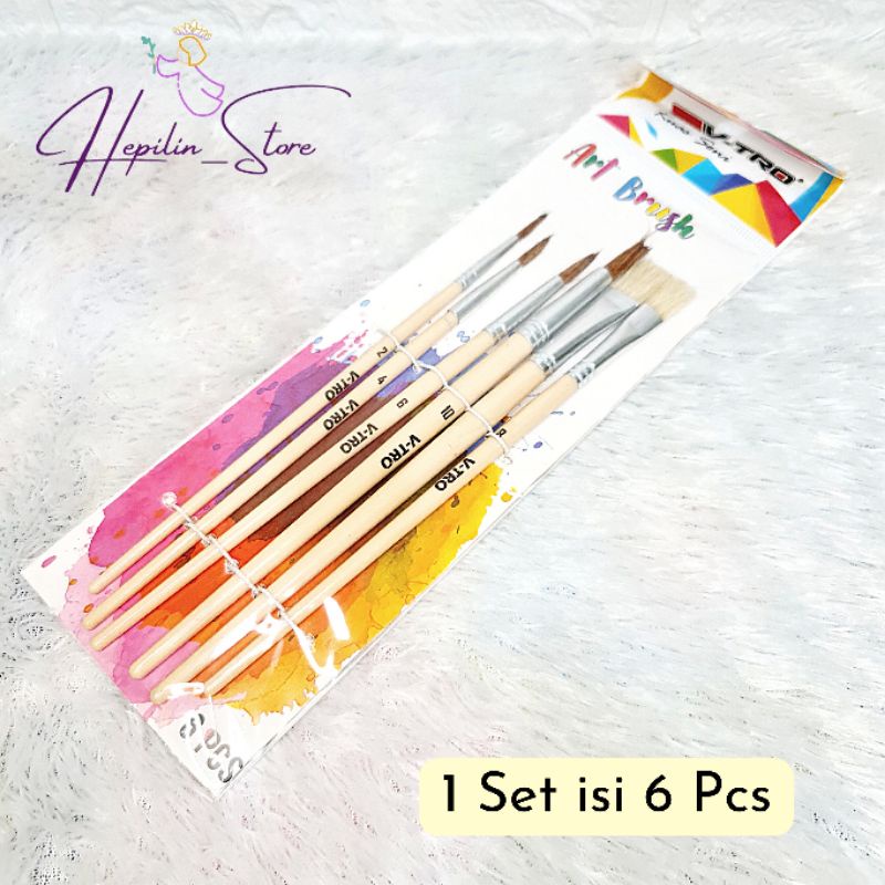 

Kuas Cat Eselon atau VTRO 1 Set isi 6 pcs / Kuas Cat akrilik isi 6 pcs
