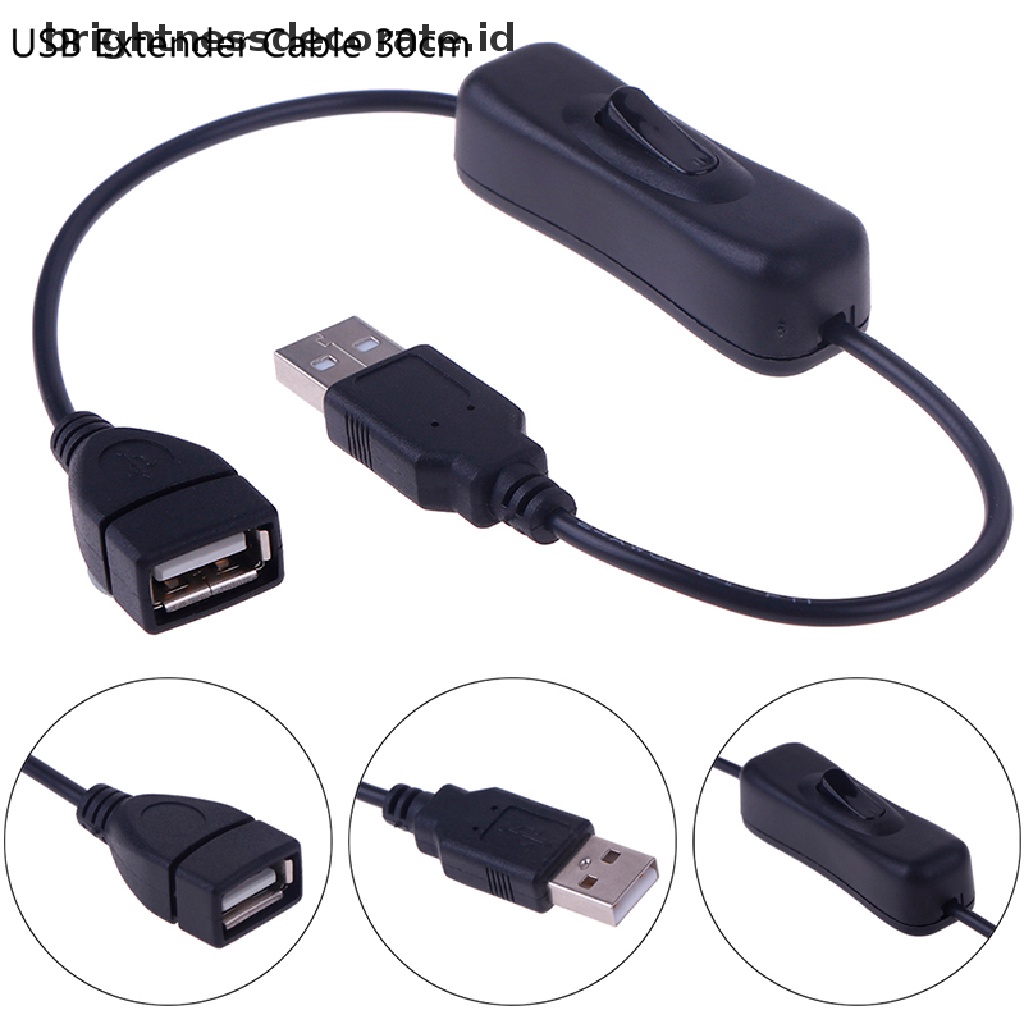 1pc Kabel Extension Usb 2.0 A Male To Female Dengan On / Off