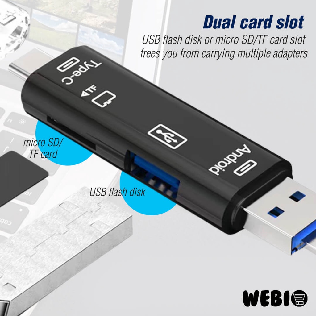 Card Reader Type C / USB / Micro USB / Micro SD Card Rider OTG PC HP