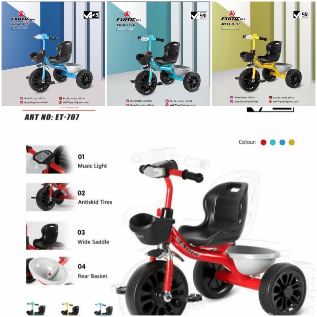 EXOTIC ET-707 Tricycle Stroller Micro Trike Smart Trike Sepeda BMX Sepeda Anak Bayi Sepeda Roda 3 Ti