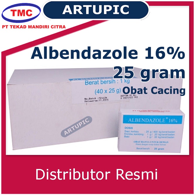 Albendazole 16% 25 gram Obat Cacing Sapi Babi Kambing Anjing Kucing Kerbau Kuda Domba Hewan Ternak