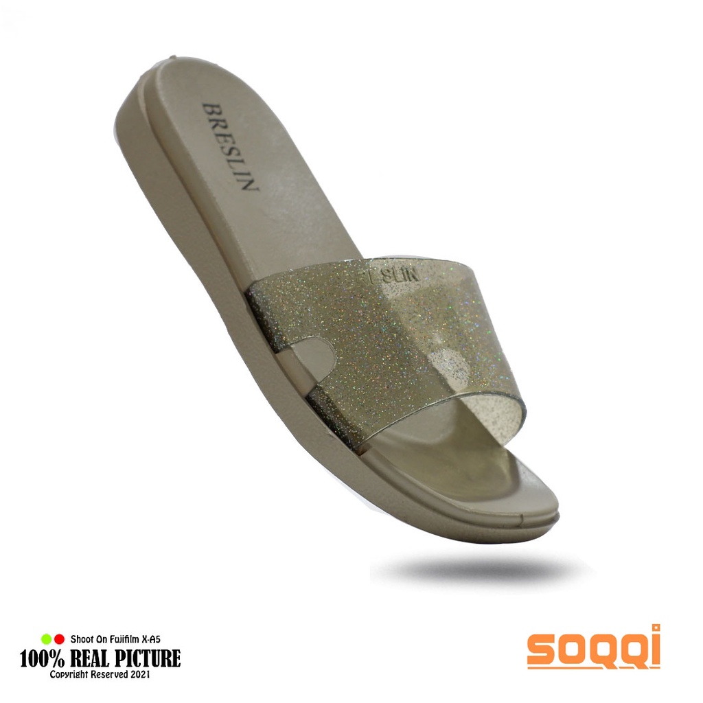 Sendal selop jelly karet wanita import korea original sandal slop jely cewek perempuan dewasa model slip on flat ibu2 branded Soqqi-Brln 1893 2B kekinian terbaru promo murah lebaran cod keren 37-41