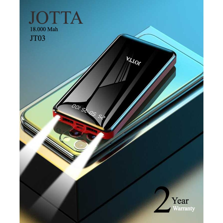 Powerbank JOTTA JT03 Model Slim kapasitas 18.000 Mah Original Garansi 2 Tahun.