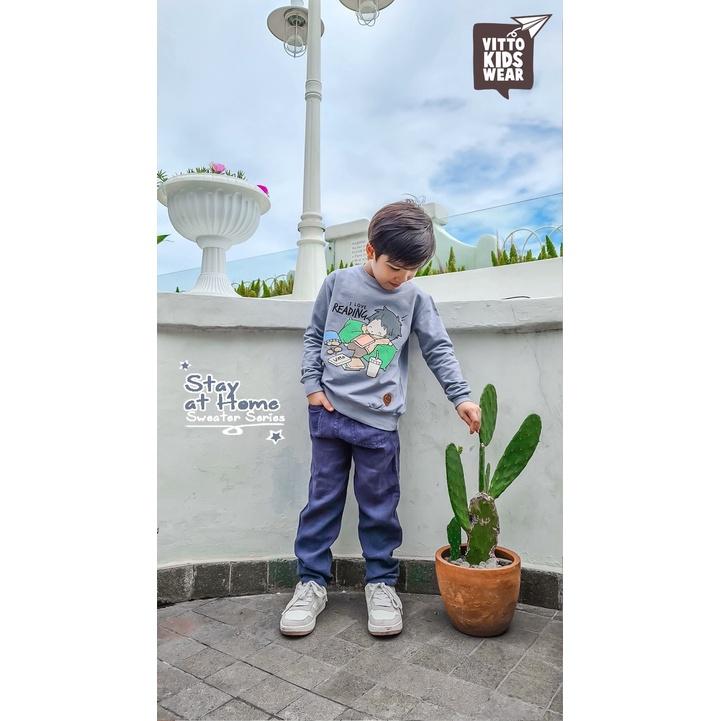 SWEATER ANAK UNISEX STAY AT HOME USIA 2-10 TAHUN