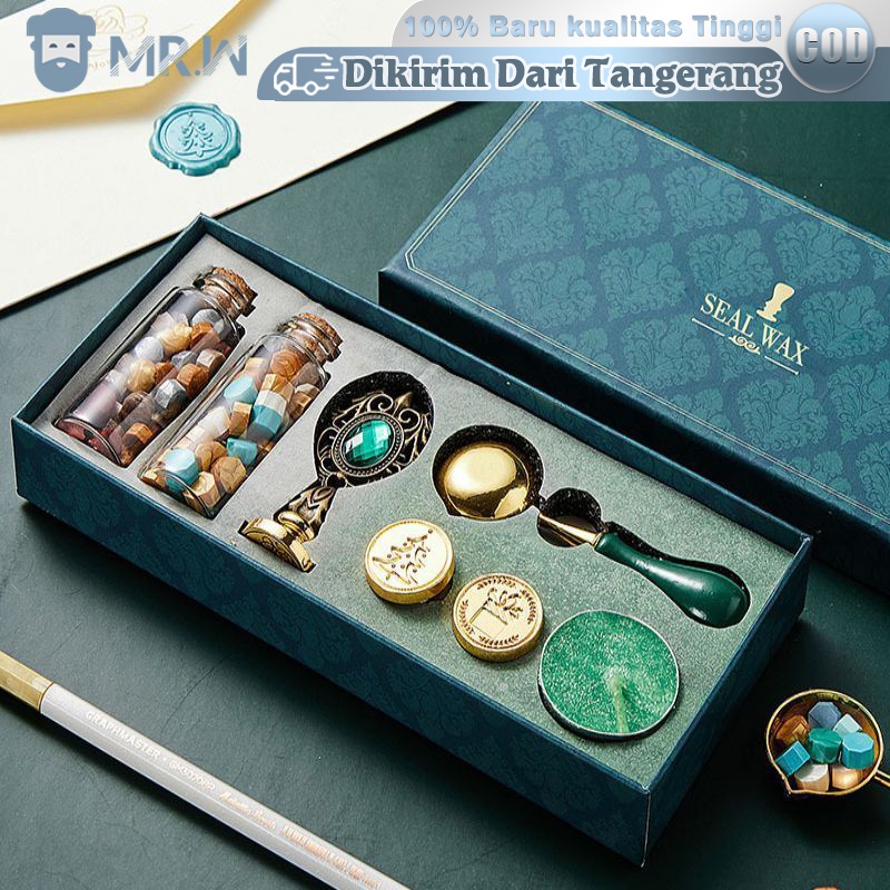 

Retro Seal Wax Set/Sealing Wax Stamp Kit/Stempel Lilin Set/Stamps Wax Seal Detachable Stamp Spoon