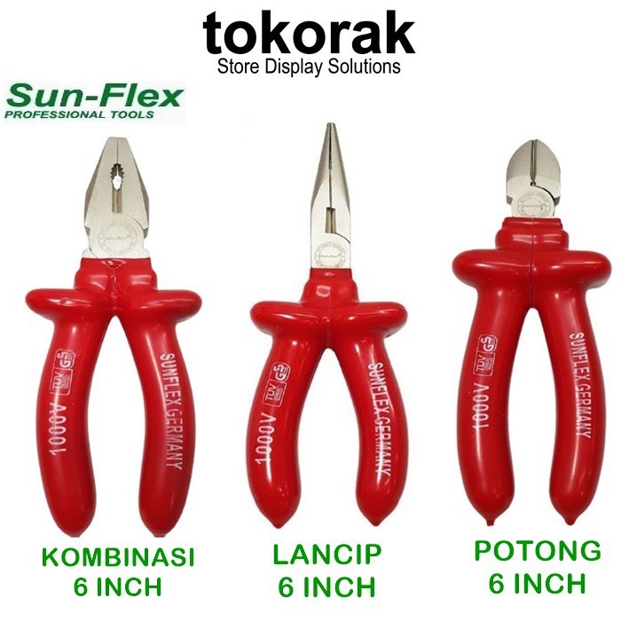 SUNFLEX TANG LISTRIK 6&quot; JEPIT KOMBINASI LANCIP POTONG SUN FLEX 6 INCH