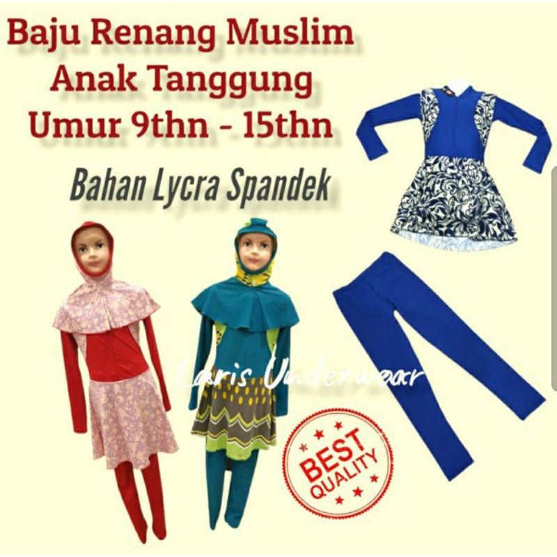 Baju Renang Muslim Anak Tanggung/Baju Renang Muslim Bahan Lycra Spandek/Baju Renang Muslim Anak Murah