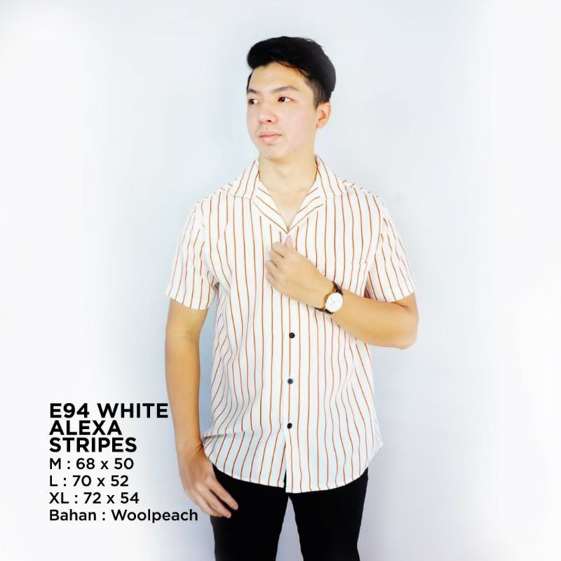 kemeja pria garis lengan pendek / kemeja pria garis/ kemeja pria garis terbaru
