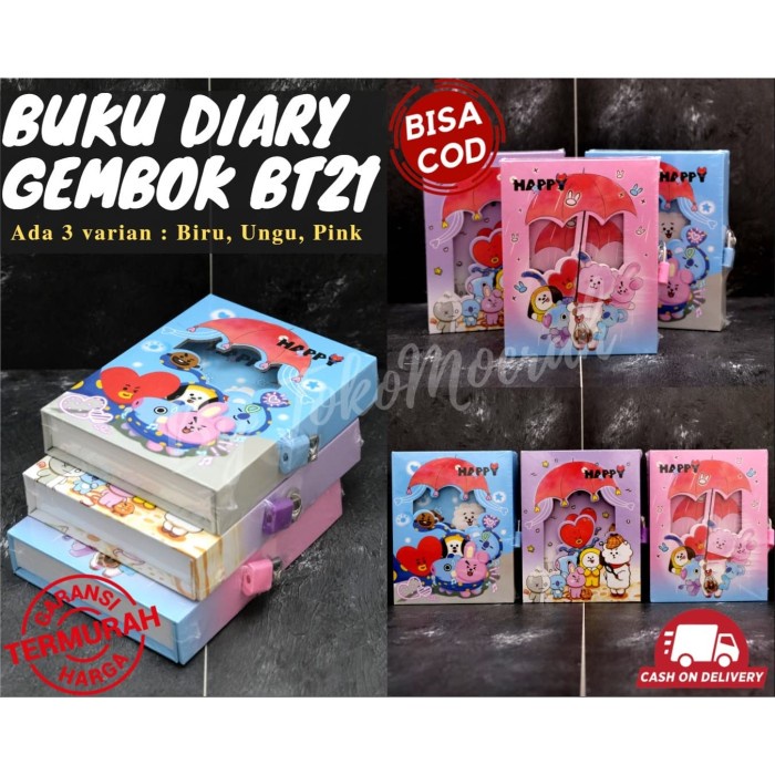 COD - BUKU BT21 GEMBOK / NOTE BOOK BT21 / DIARY BT21 BTS KPOP ARMY - Ungu