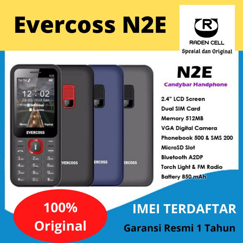 Evercoss N2E Feature Phone Wireless Radio FM Handphone Murah HP Murah Garansi Resmi 1 Tahun