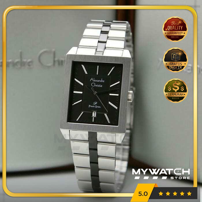 Jam Tangan Pria Ori Alexandre Christie AC 1020 AC1020 Silver Black Alexander Christy